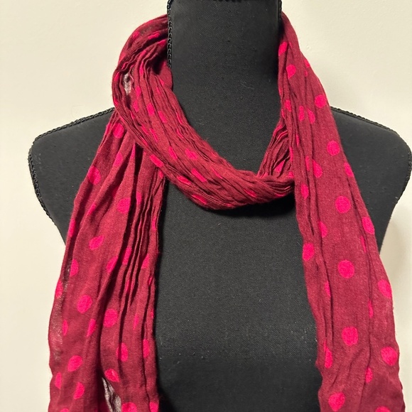 *POLA* Red x Pink Polka Dot Fashion Scarf - Picture 2 of 5